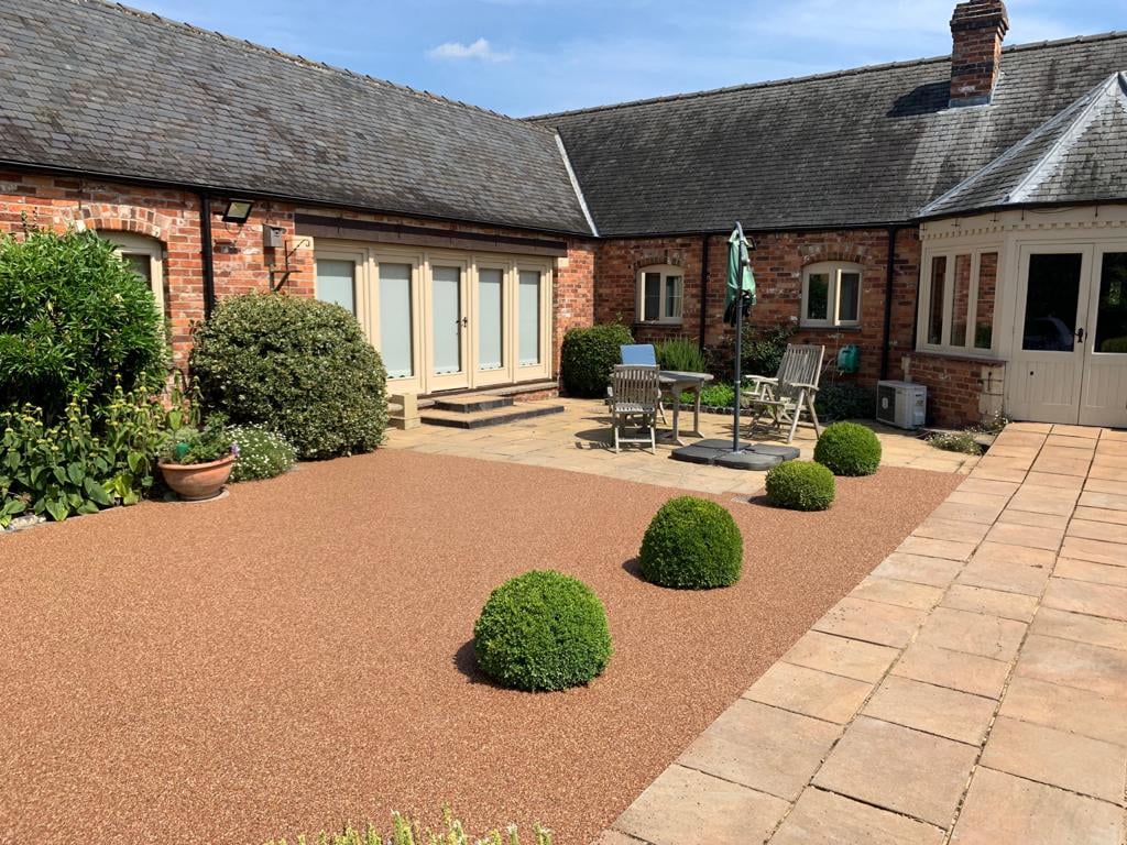 Resin-bound paving finished by County Surfacing Contractors