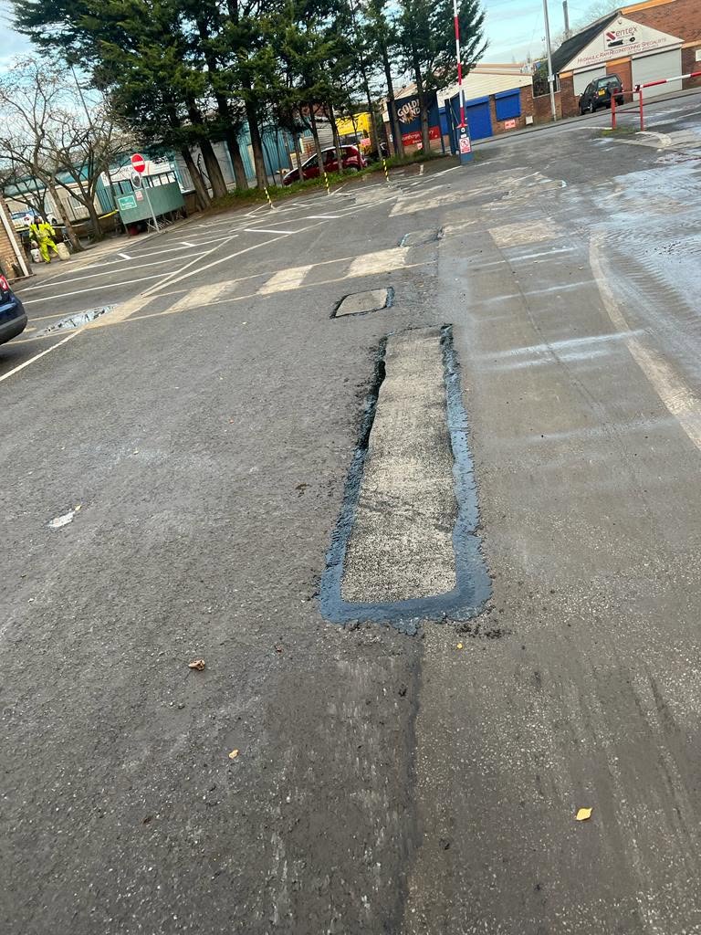 Tarmac trench reinstatement across a car park